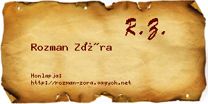 Rozman Zóra névjegykártya